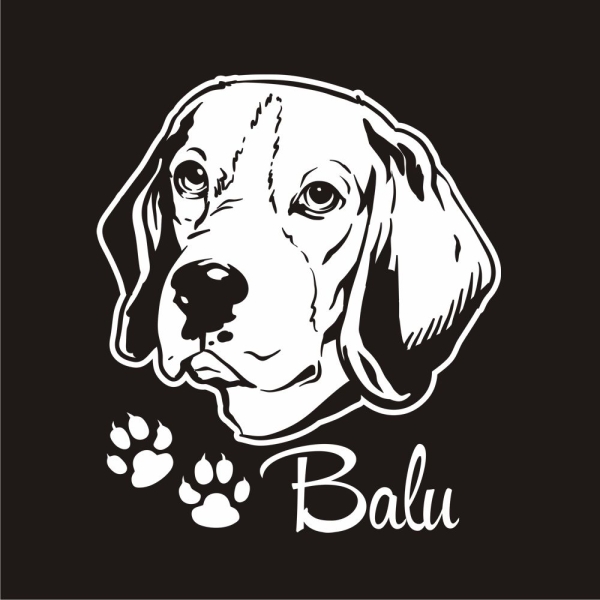Beagle Name Auto Aufkleber Sticker Pfoten Hund A101