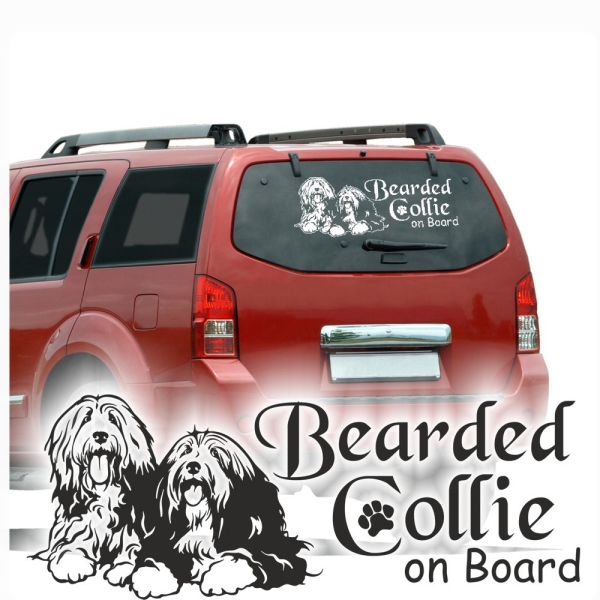 Auto Aufkleber Bearded Collie on Board Autoaufkleber Sticker A3026