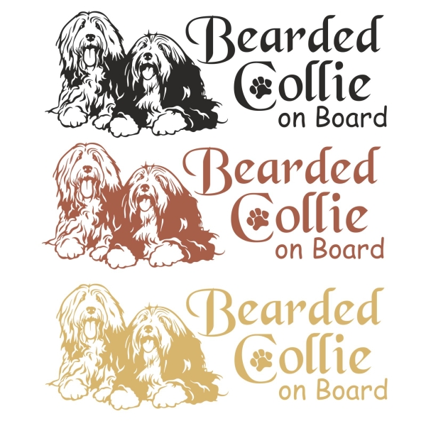 Auto Aufkleber Bearded Collie on Board Autoaufkleber Sticker A3026