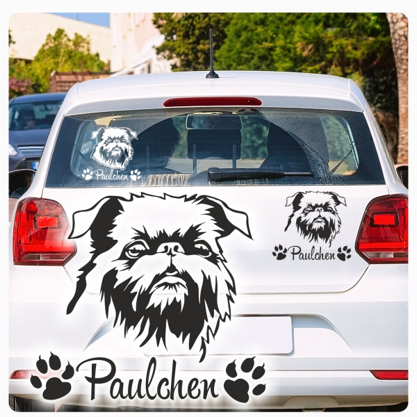 Hundeaufkleber Brüsseler Griffon Name Autoaufkleber A360