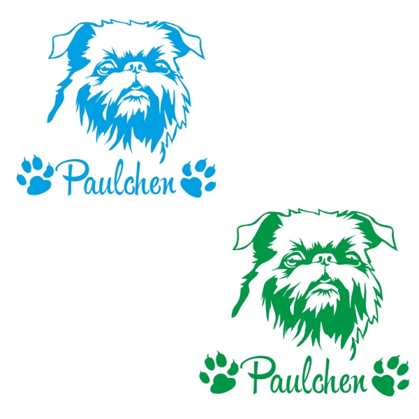 Hundeaufkleber Brüsseler Griffon Name Autoaufkleber A360
