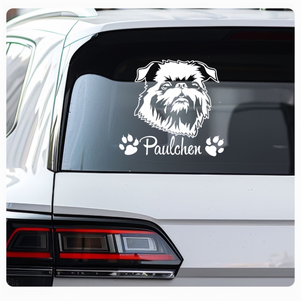 Hundeaufkleber Brüsseler Griffon Name Autoaufkleber A360
