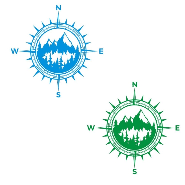 Berge Wald Kompass Rose Wohnmobil Aufkleber Wohnwagen Sticker WoMo248