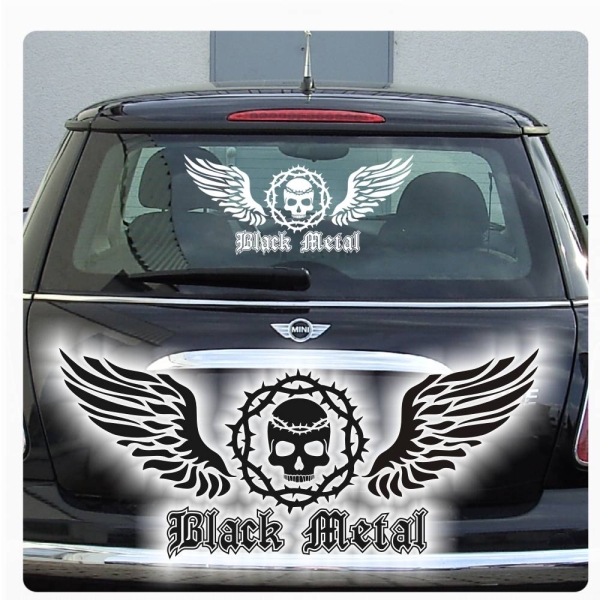 Black Metal Skull Flügel Autoaufkleber Auto Sticker A916