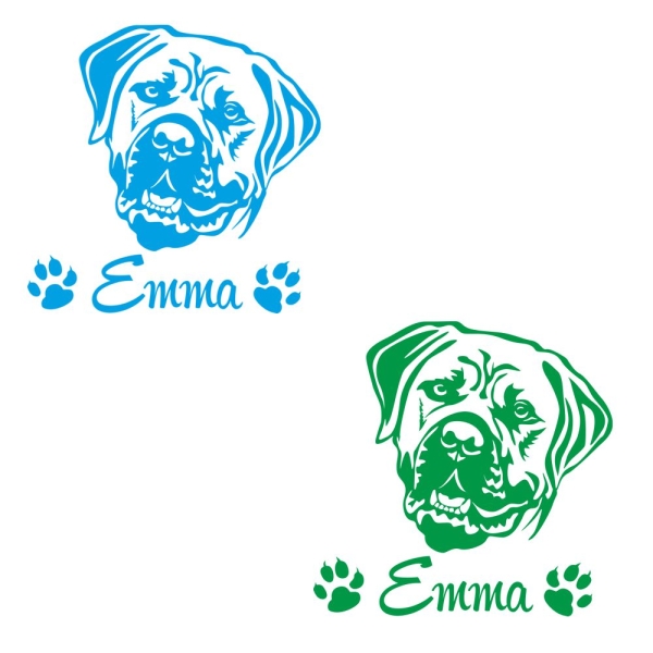 Boerboel Kopf Autoaufkleber Auto Aufkleber Sticker Hund Pfoten Name A1704