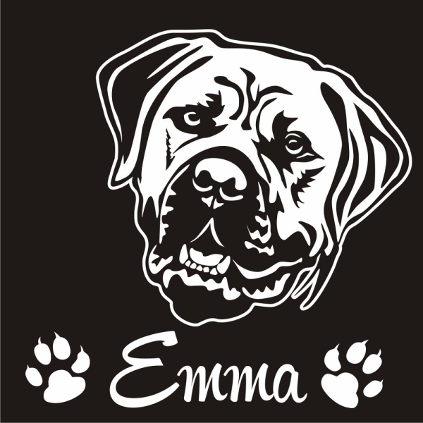 Boerboel Kopf Autoaufkleber Auto Aufkleber Sticker Hund Pfoten Name A1704