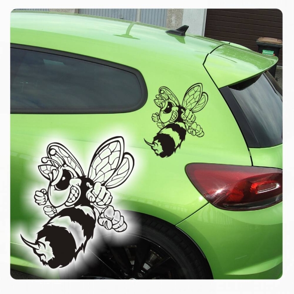 2er SET Auto Aufkleber Böse Biene Wespe Sticker A957