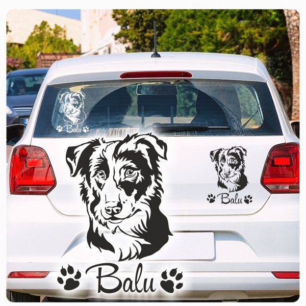 Hundeaufkleber Border Collie Name Pfoten Sticker Autoaufkleber Aufkleber A255