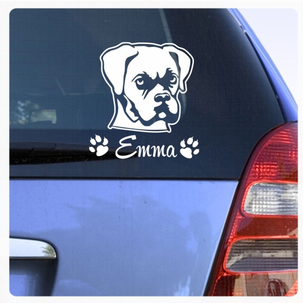 Auto Aufkleber Boxer Name Autoaufkleber Hund Pfoten clickstick A465