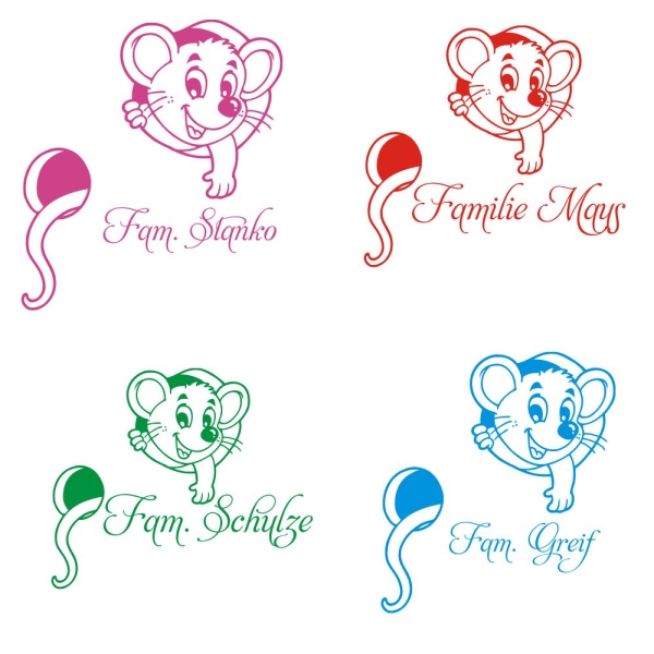Briefkastenaufkleber Maus Namen Aufkleber Sticker B011