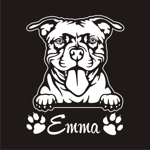 American Pitbull Terrier Bullterrier Name Pfoten Autoaufkleber Auto Aufkleber Sticker A898