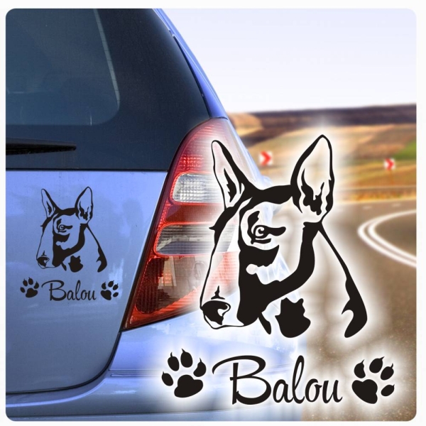 Hundeaufkleber Bullterrier Name Autoaufkleber Sticker Aufkleber A290