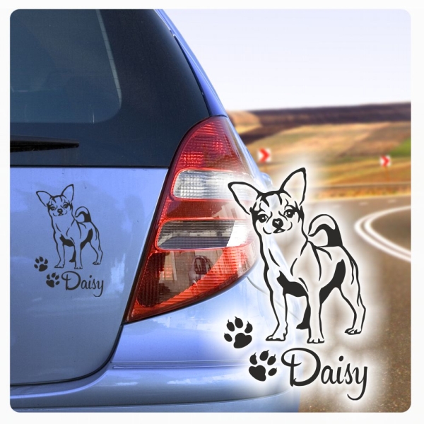 Auto Aufkleber Chihuahua Name Autoaufkleber Hund Hunde Sticker Pfoten A4069
