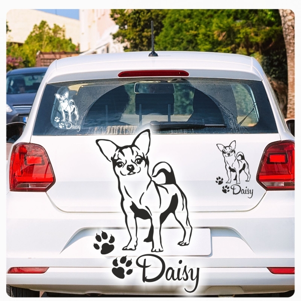 Auto Aufkleber Chihuahua Name Autoaufkleber Hund Hunde Sticker Pfoten A4069