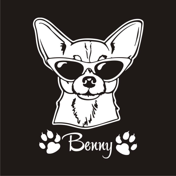 Auto Aufkleber Chihuahua Brille Cool Name Autoaufkleber Hund Pfoten clickstick A691