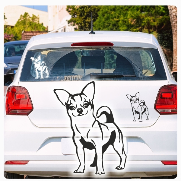 Auto Aufkleber Chihuahua Autoaufkleber Hund Hunde Sticker Pfoten A419