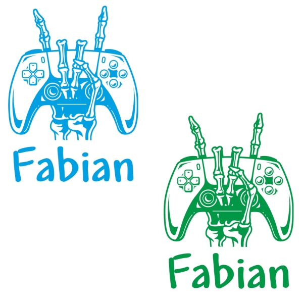 Controller Bones Hand Gamer Name Türaufkleber Wandtattoo Aufkleber Sticker T836