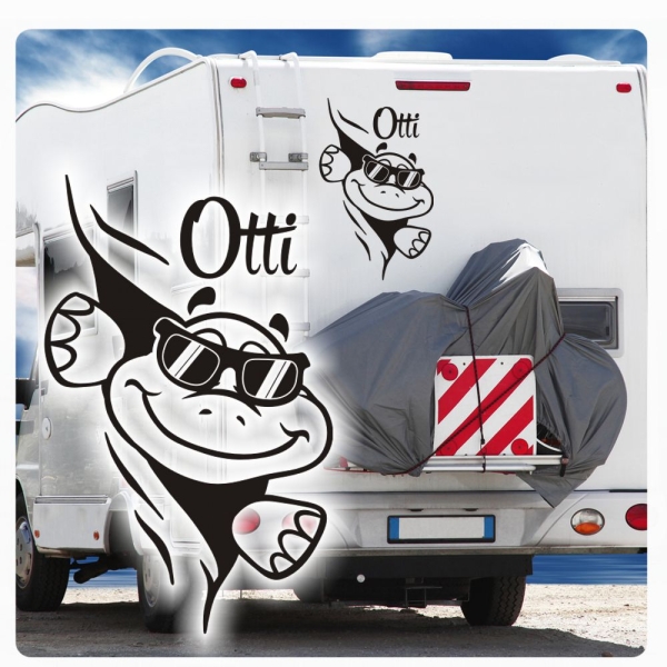 Schildkröte schaut raus Cool Name Wohnmobil Aufkleber Wohnwagen Sticker WoMo345
