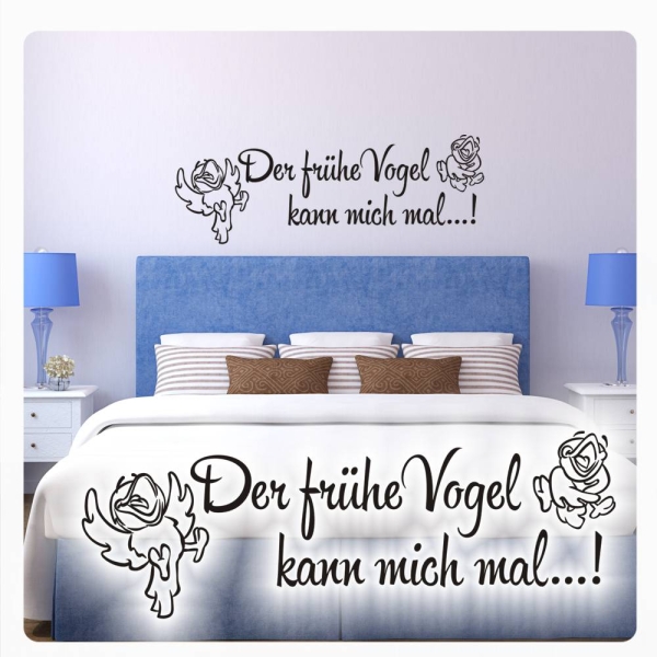 Der frühe Vogel kann mich mal! Wandtattoo Lounge Schlafzimmer W1585