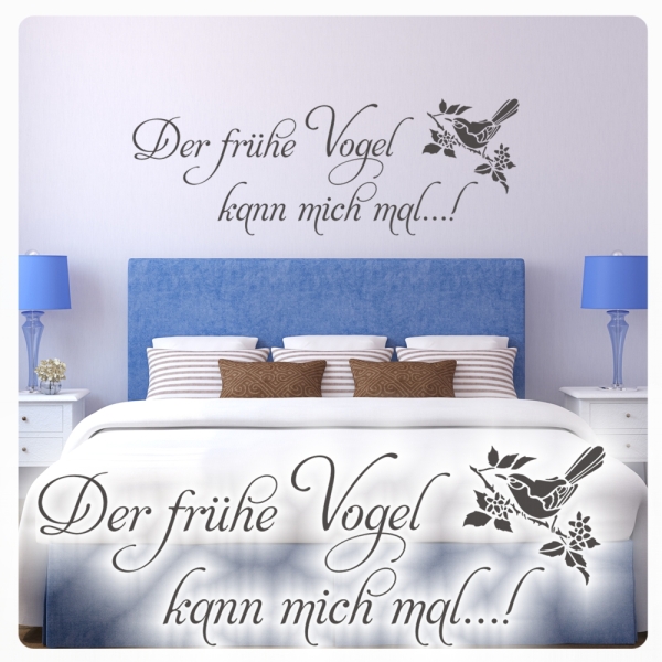 Der Frühe Vogel kann mich mal Wandtattoo Wandaufkleber W1610