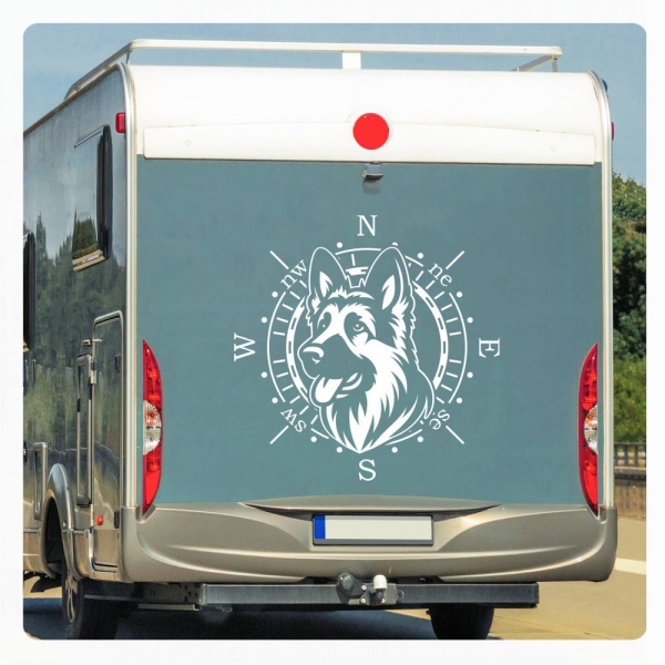 Wohnmobil Aufkleber Deutscher Schäferhund Kompass Wohnwagen Caravan Sticker WoMo451