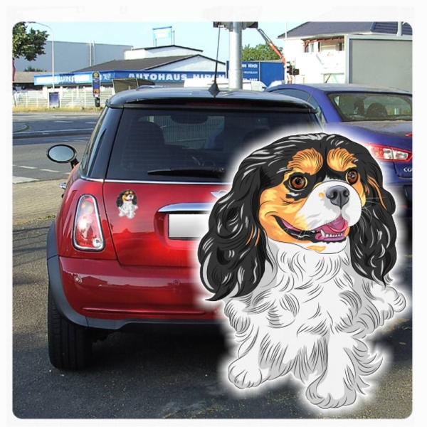 Digitaldruck Auto Aufkleber Cavalier King Charles Spaniel Hundeaufkleber Sticker DA516