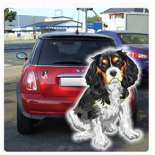 Digitaldruck Auto Aufkleber Cavalier King Charles Spaniel Hundeaufkleber Sticker DA515