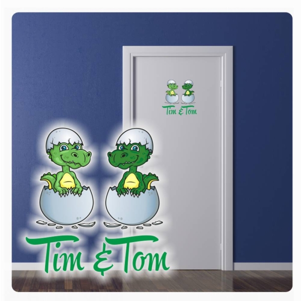 Türaufkleber Baby Dino Name Kinderzimmer Digitaldruck Wandtattoo Türtattoo DT075