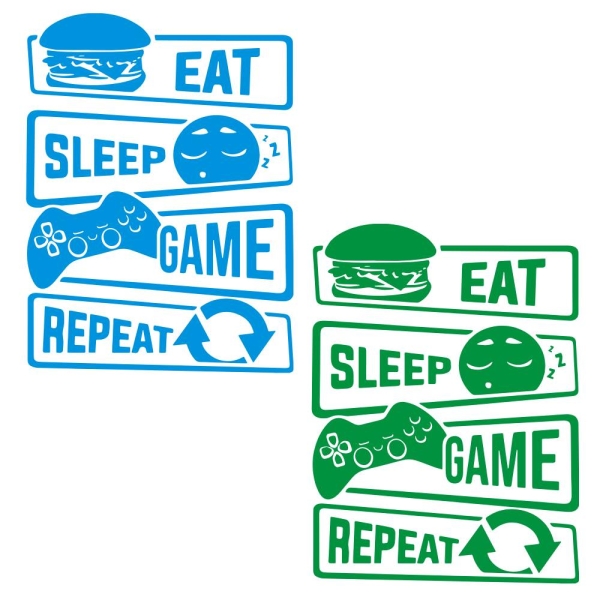 Eat Sleep Game Repeat Wandtattoo Türaufkleber Tür Aufkleber Sticker  T806