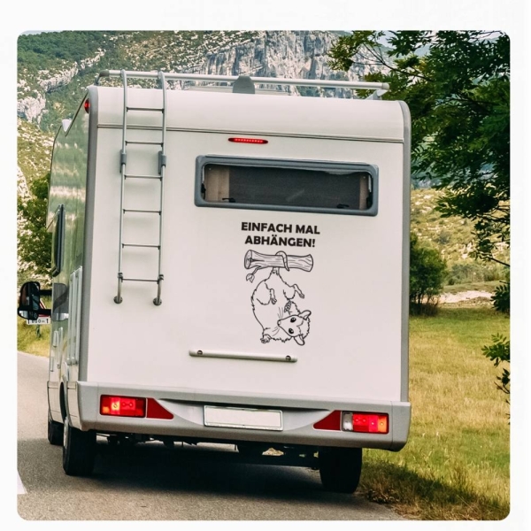 Opossum Einfach mal Abhängen! Wohnmobil Aufkleber Wohnwagen Sticker WoMo275