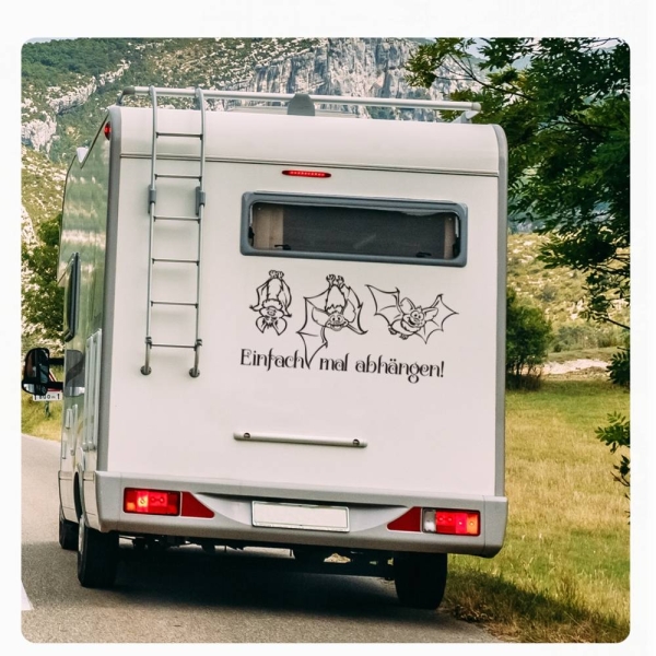 Einfach mal abhängen! Fledermaus Fledermäuse Wohnmobil Aufkleber Wohnwagen Caravan Sticker WoMo293