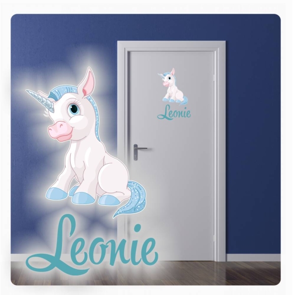 Türaufkleber Einhorn Unicorn Wunsch Name Digitaldruck Wandtattoo Türtattoo DT020