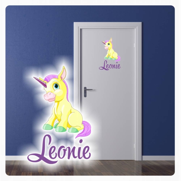 Türaufkleber Einhorn Unicorn Name Pferd Digitaldruck Wandtattoo Türtattoo DT021