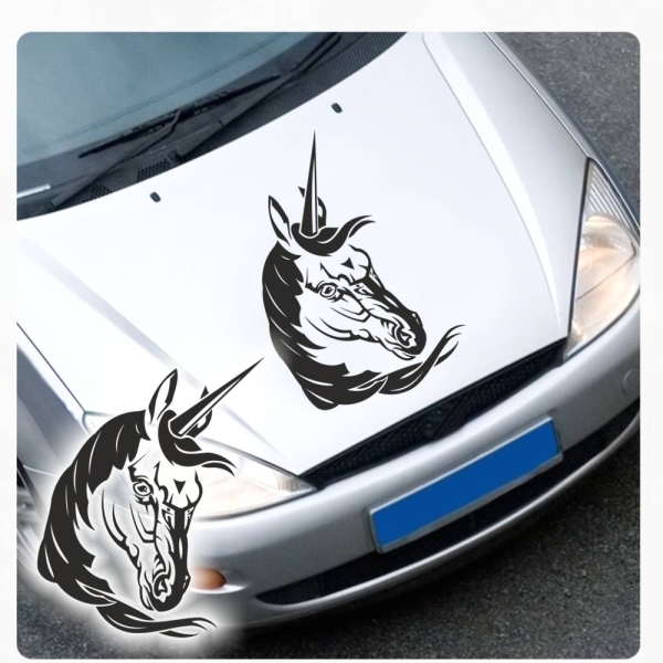 Einhorn Auto Aufkleber Tribal Tattoo Pferde Unicorn Motorhauben Sticker A506