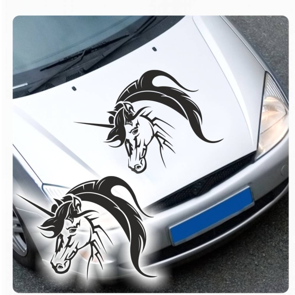 Einhorn Auto Aufkleber Tribal Tattoo Pferde Unicorn Motorhauben Sticker A509