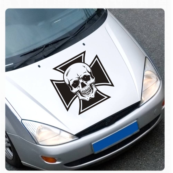 Eisernes Kreuz Skull Auto Aufkleber Motorhaube Sticker Cross Iron A136