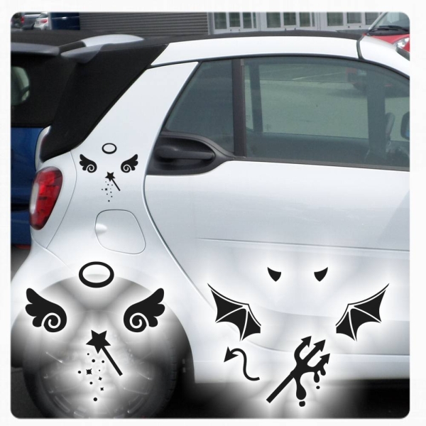 Auto Aufkleber Engel Angel Teufel Devil Sticker Tattoo 2er Set Clickstick A1218