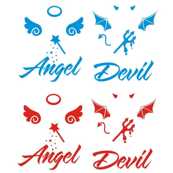 Auto Aufkleber Engel Angel Teufel Devil Sticker Tattoo 2er Set Clickstick A2047