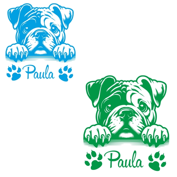Englische Bulldogge Name Autoaufkleber Auto Aufkleber Sticker Hund Pfoten A4269