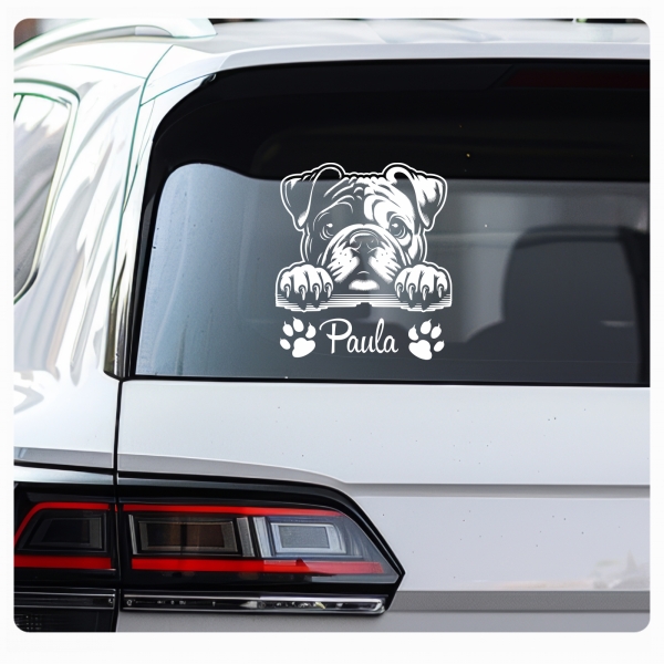Englische Bulldogge Name Autoaufkleber Auto Aufkleber Sticker Hund Pfoten A4269