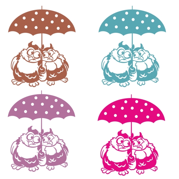 Wandtattoo 2 Eulen Regenschirm Eulen Wandaufkleber Sticker Wandsticker W1613