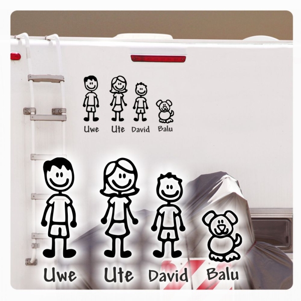 Familie Mama Papa Mädchen Junge Baby Wohnmobil Aufkleber Wohnwagen lustig Caravan Sticker WoMo490