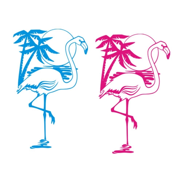 Flamingo Palmen Karibik Kühlschrankaufkleber Aufkleber Wandtattoo K018