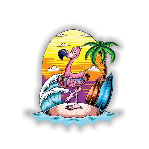 Flamingo Palme Surfen Autoaufkleber Sticker Auto Aufkleber Digitaldruck DA398