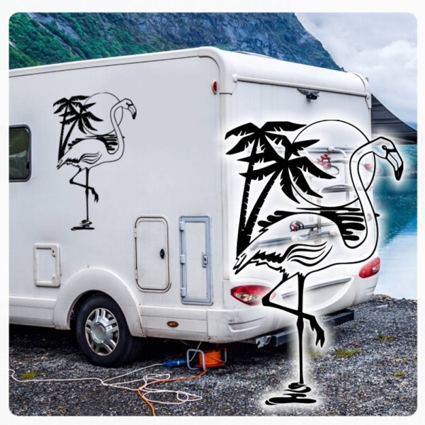 Wohnmobil Aufkleber Flamingo Karibik Palme WoMo Caravan Aufkleber Sticker WoMo128