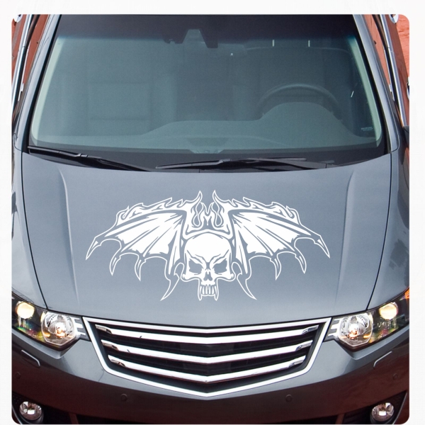 Autoaufkleber Skull Flames Flügel Auto Aufkleber Motorhaube Sticker Tattoo A4063