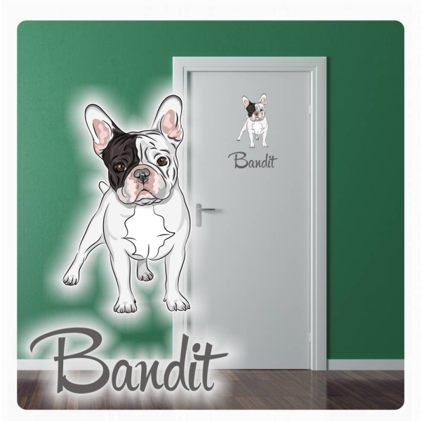 Türaufkleber Französische Bulldogge Name Digitaldruck Wandtattoo Türtattoo DT069