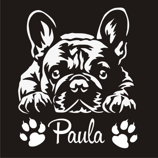 Französiche Bulldogge Autoaufkleber Aufkleber Wohnwagen Sticker Hunde Namen Pfote A4259