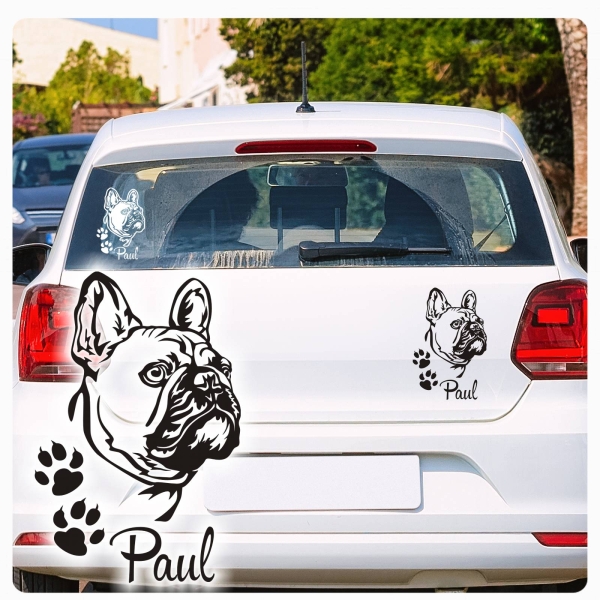 Französische Bulldogge Name Pfoten Autoaufkleber Auto Aufkleber Sticker A763