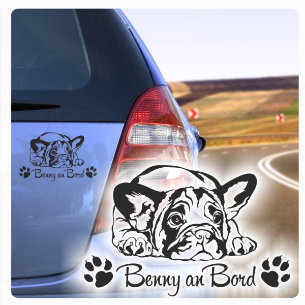 Auto Aufkleber Französische Bulldogge Name Sticker Autoaufkleber A4048